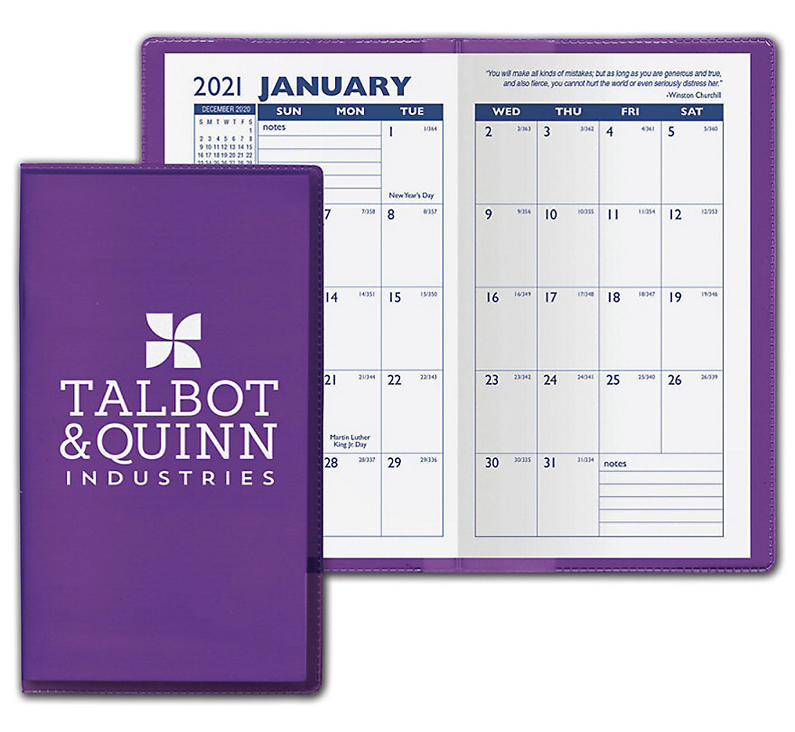 Our 2021 monthly planners are customized online and printed on vinyl stock.