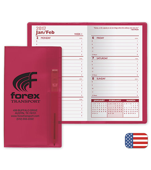 Weekly pocket planners for the year 2017 that come in multiple colors and in a weekly format.