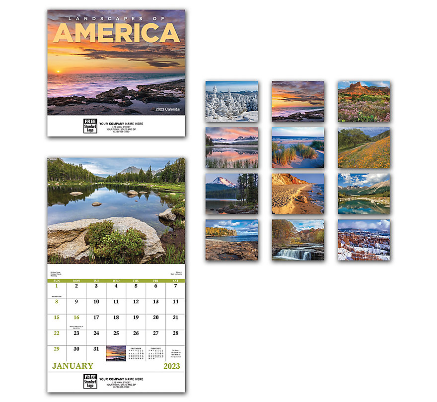 2023 wall calendars featuring images of American landscapes.