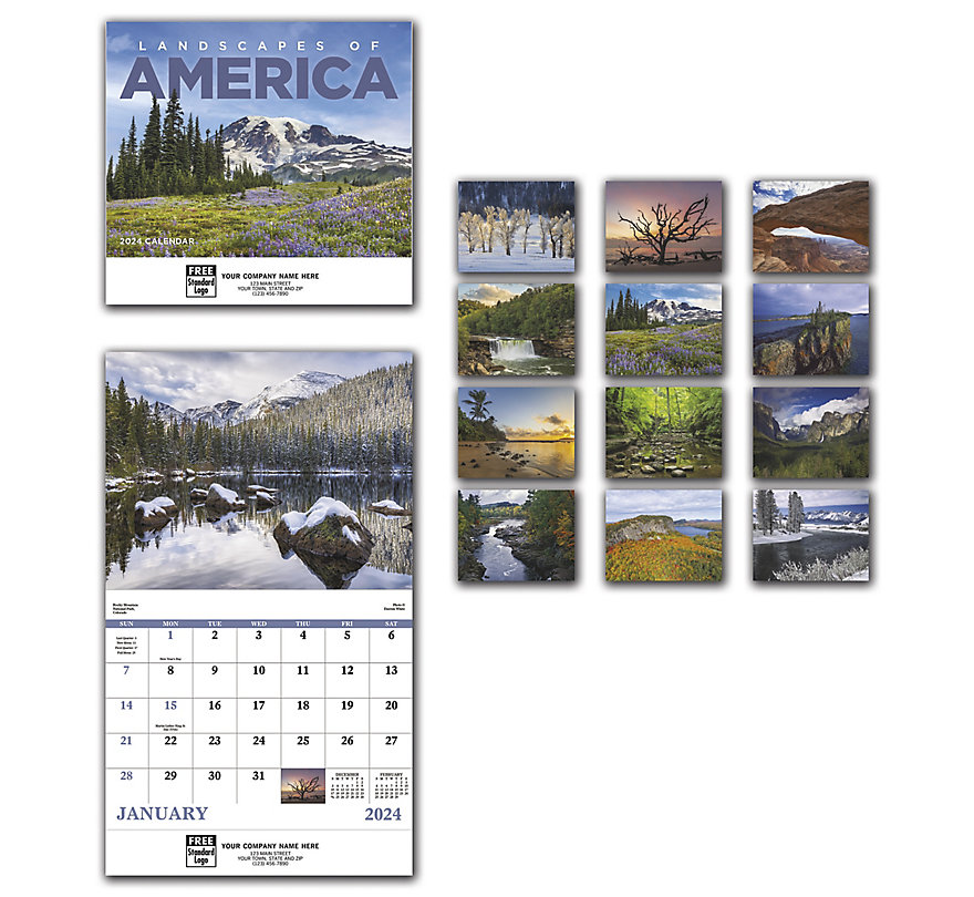 2024 wall calendars featuring images of American landscapes.