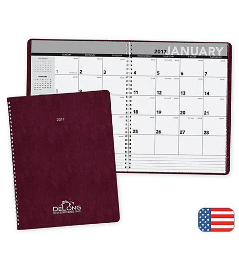 2017 monthly planner in leatherette. Available in several colors.