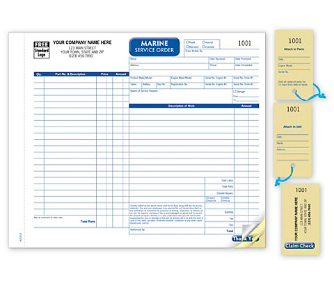 Customized marine service order forms that you can purchase online.