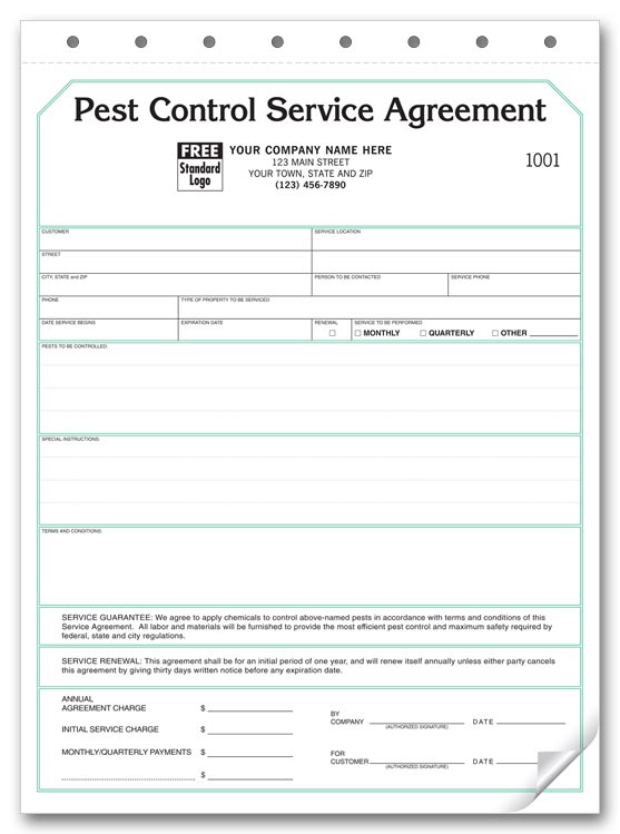 With ample room to record any necessary information, this pest control contract is perfect for your control company.