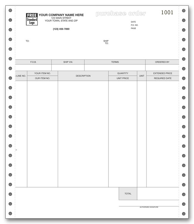 Custom Continuous Purchase Order 