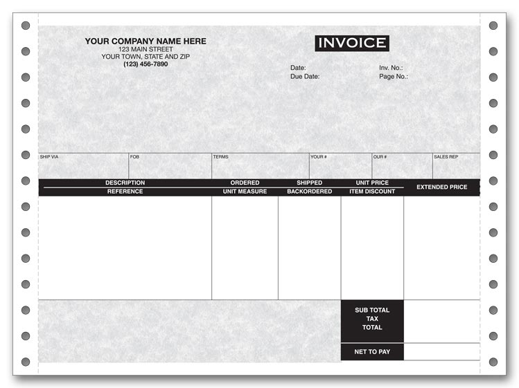 Custom Continuous Invoice Parchment