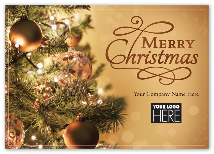 Christmas card with glittering and full color imagery with custom options
