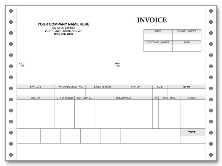 Custom Retail Invoices with ample room for details.