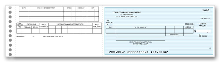 Custom Invoice Center Check