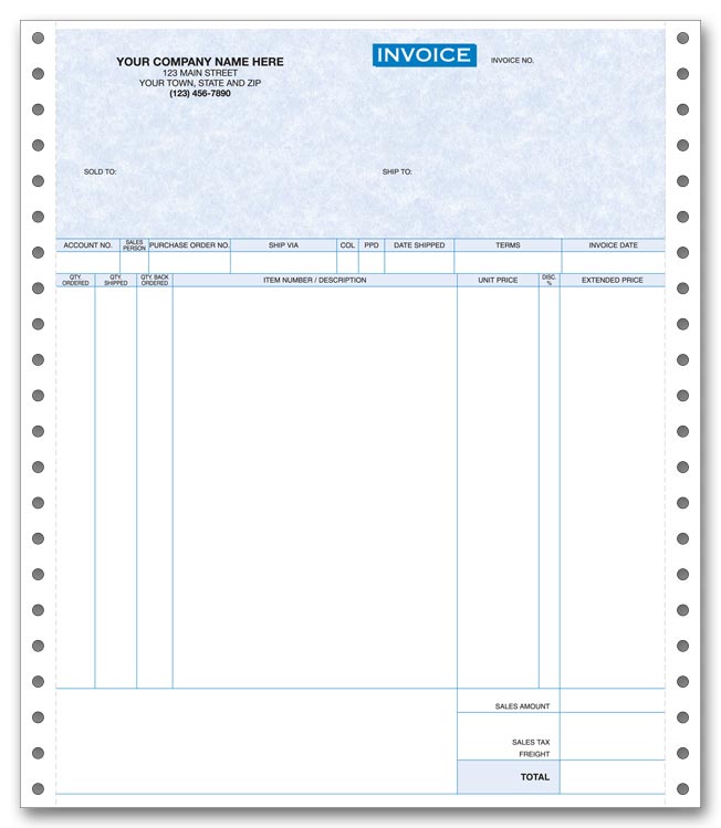 Custom Continous Invoice Parchment