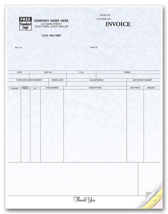 Custom Laser Parchment Invoices that contain enough room to ensure that every detail is recorded. 
