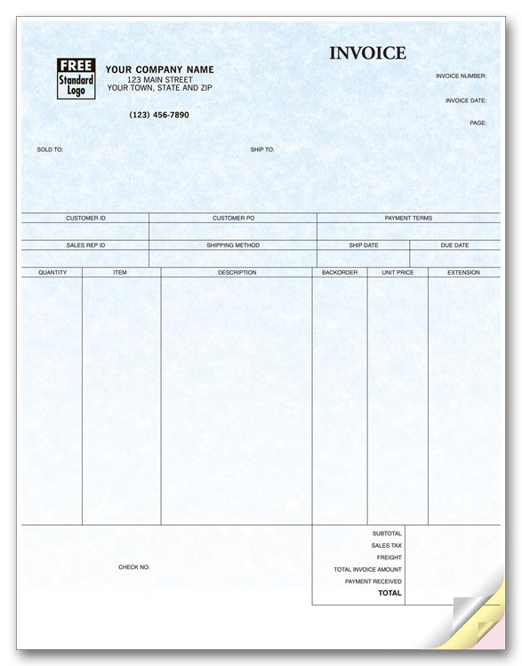 Perfectly simple Laser Invoices to record all necessary infomration. 
