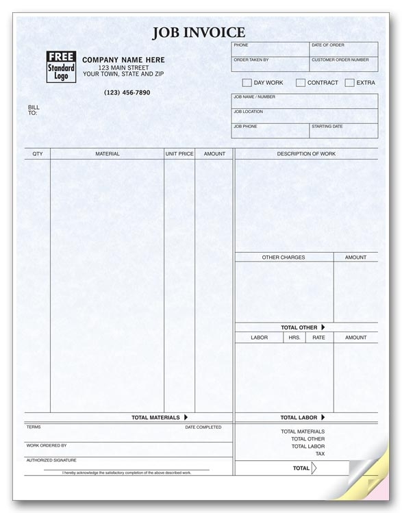 Ensure all of the details are in one place with this Laser Job Invoice.