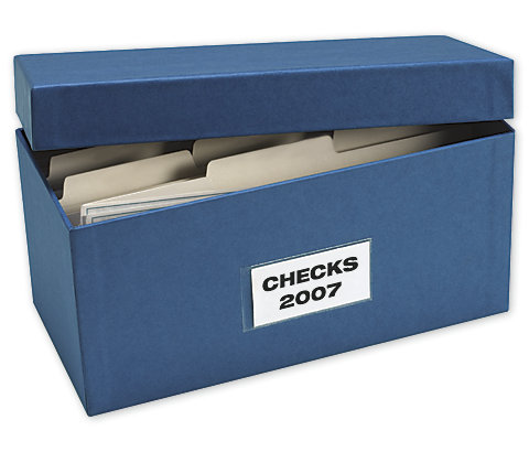 Store up to 700 cancelled checks or check vouchers! Chipboard construction makes stacking easier.