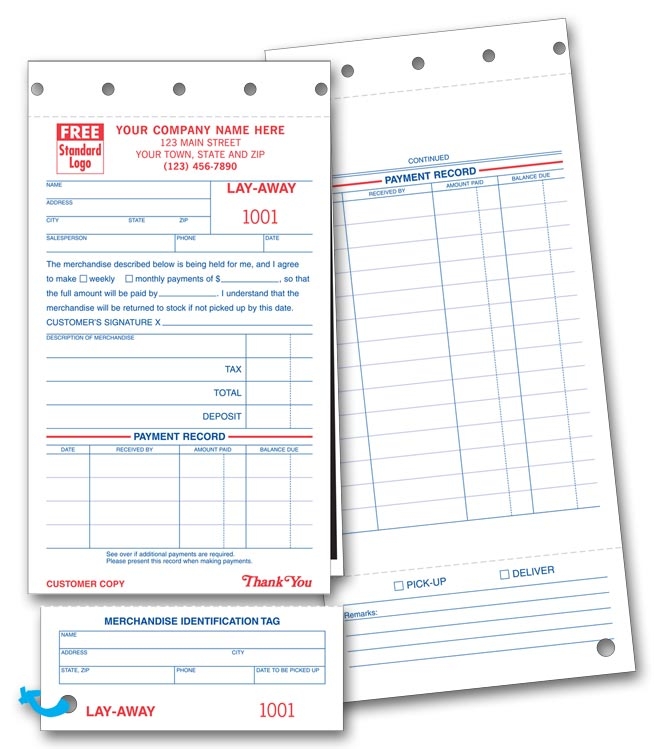 147 - Personalized Carbon Copy Lay-Away Forms