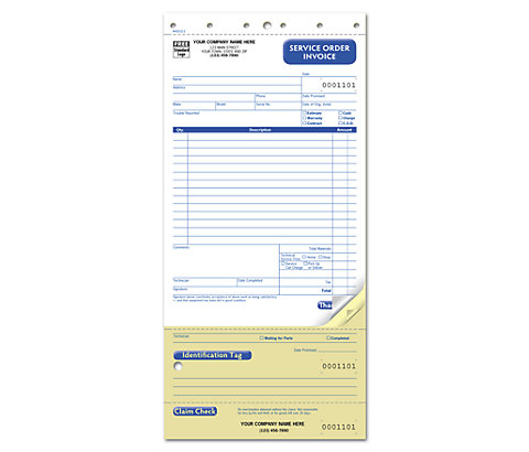A service order, claim check & ID tag all in 1 compact form.