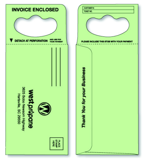 Custom printed door hanger envelope offered in multiple colors