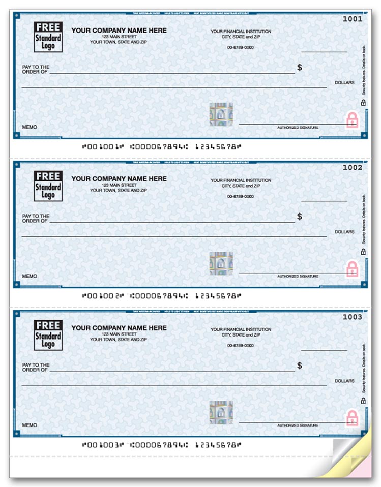 These High Security Laser Checks are perfect for paying all of your bills. 3 to a page. Choose your check color.