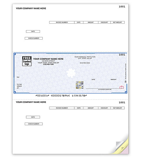 These checks allow you to pay multiple bills at once. They come with 2 detachable stubs. Choose your check style.