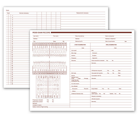 Pediatric dental exam record is designed specifically for a child's profile.