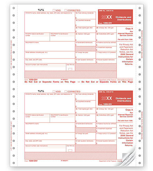 TF2132 - Tax Form - Continuous 1099 Div. for Dividends and Distributions