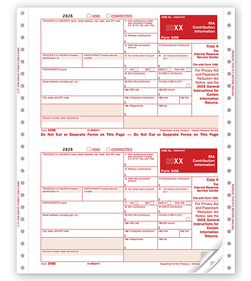 TF2298 - Continuous 5498 Form - Self-Mailer