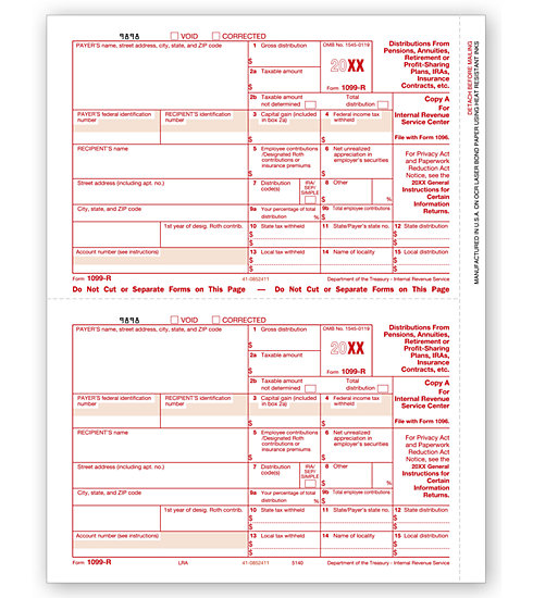 TF5140 - IRS Approved Tax Forms - Laser 1099 R - Copy A