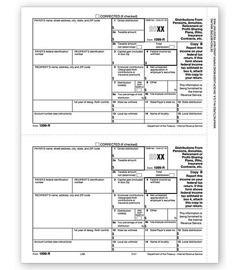 TF5141 - IRS Approved Tax Forms - Laser 1099 R - Copy B
