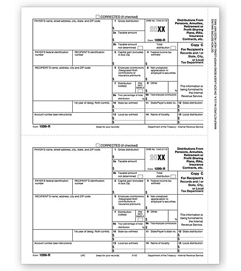 TF5142 - IRS Approved Tax Forms - Laser 1099 R - Copy C