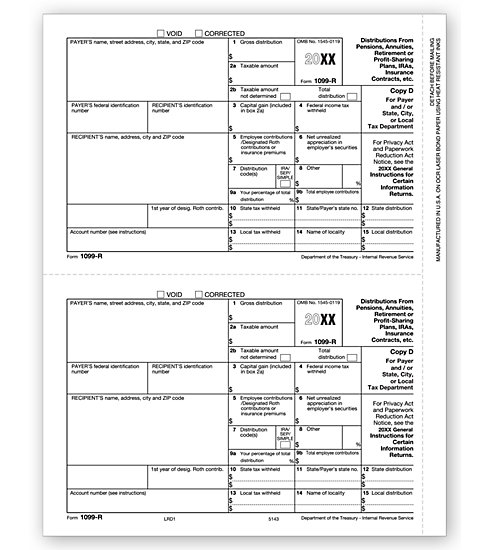 TF5143 - IRS Approved Tax Forms - Laser 1099 R - Copy D