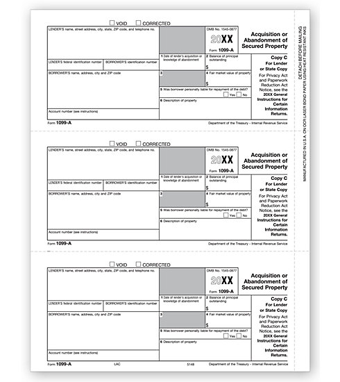 TF5148 - IRS Approved Tax Forms - Laser 1099 A - Copy C