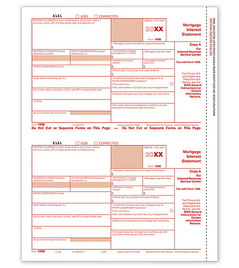 TF5150 - Laser 1098 Form - Mortgage Interest Statement, Federal Copy A