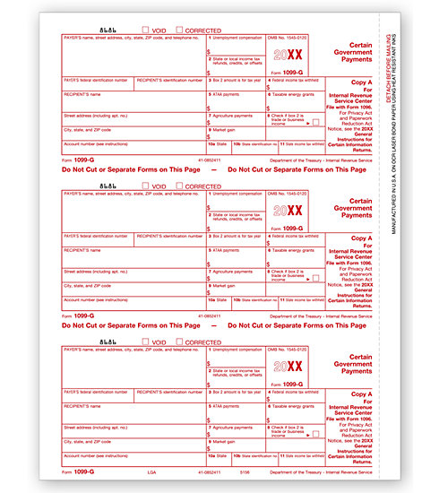 TF5156 - IRS Forms - Laser 1099 G - Federal Copy A