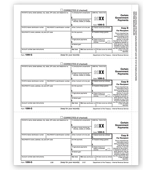 TF5157 - IRS Forms - Laser 1099 G - Recipient Copy B