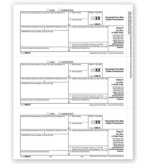 TF5162 - IRS Approved Tax Forms - Laser 1099 S - Copy C