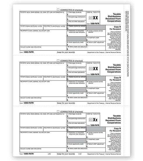 TF5167 - IRS Tax Forms - Laser 1099 PATR - Recipient Copy B
