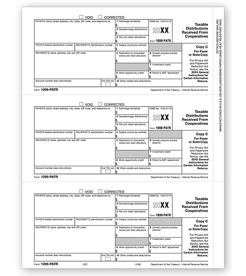 TF5168 - IRS Tax Forms - Laser 1099 PATR - Payer or State Copy C