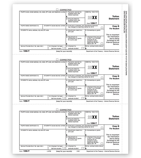 TF5181 - Laser 1098-T Form - Student Copy B, Tuition Statement