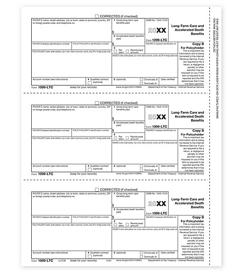 TF5191 - IRS Forms - Laser 1099 LTC - Policyholder Copy B
