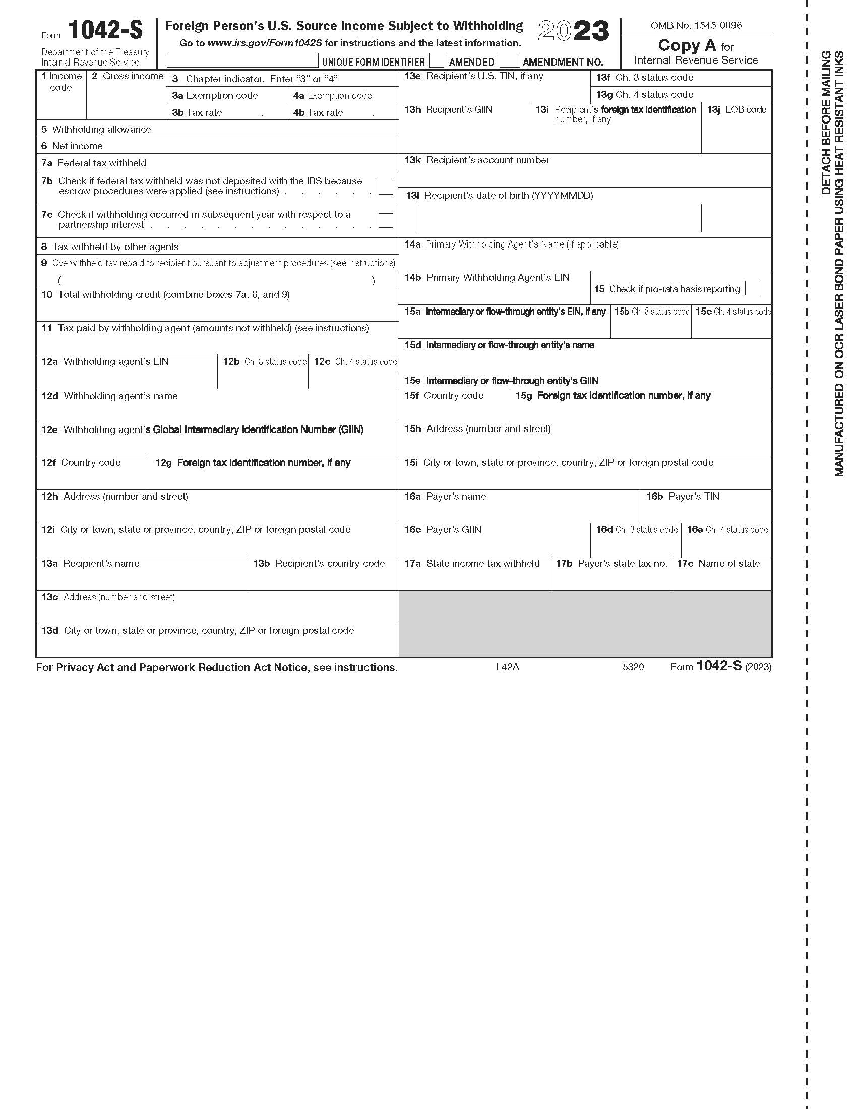 Tax Forms - Laser 1042-S