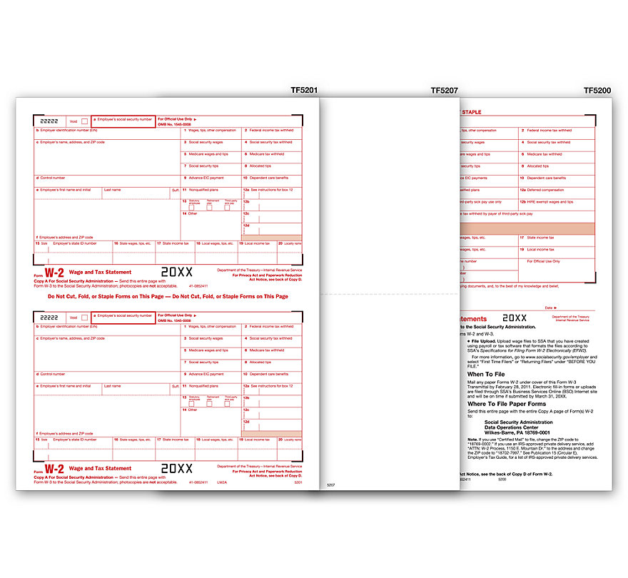 TF5639 - Blank Laser W-2 Tax Forms - 4-Parts