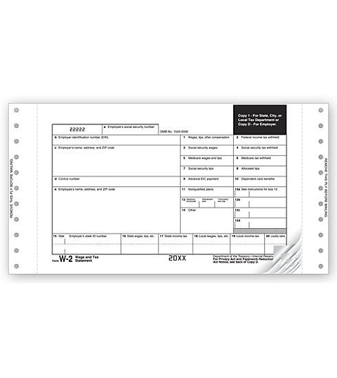TF7505 - Continuous W-2 Form - One Wide Mailer with Indicia