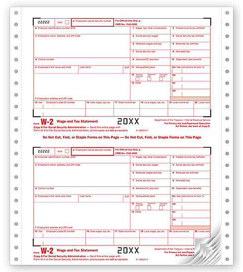 TF9811 - Continuous W-2 Form - One Wide Set