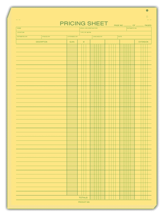 235 - Personalized Pricing Estimate Pads