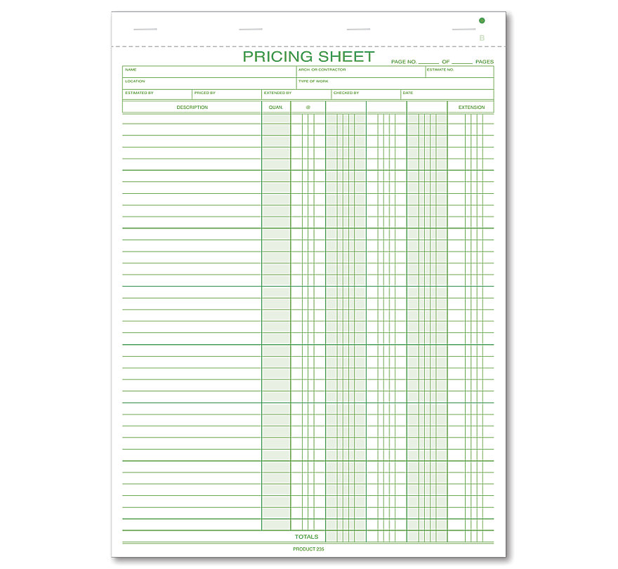 235 - Personalized Pricing Estimate Pads