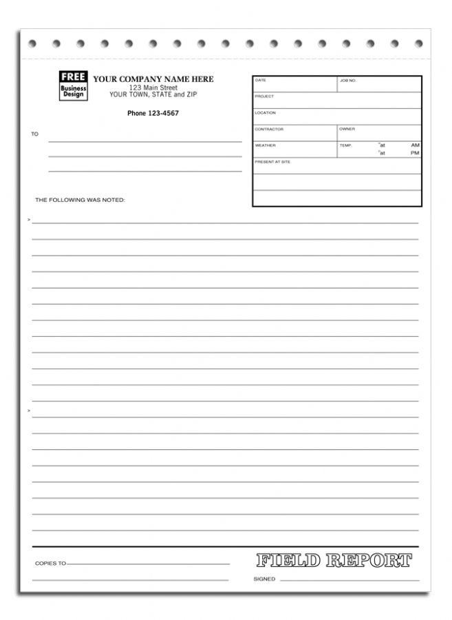 241 - Custom Printed Field Report Form