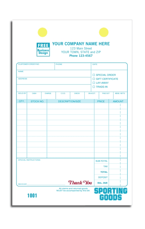 2522 - Sporting Goods Forms | Sporting Goods Order Forms