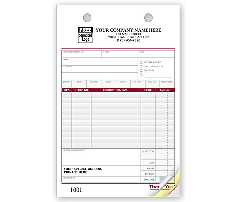 Versatile forms have plenty of space, so they're ideal for recording sales, credits, special orders, returns and more.