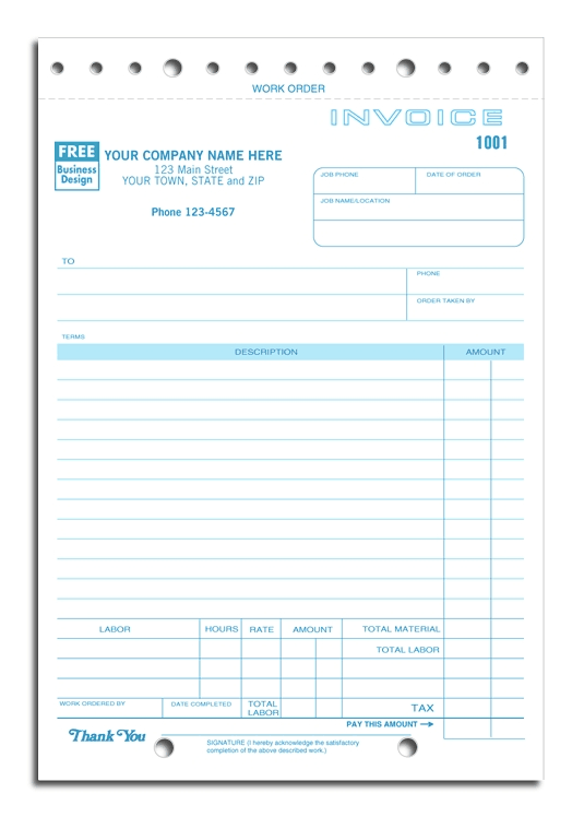 255 - Carbon Copy Work Order Invoices