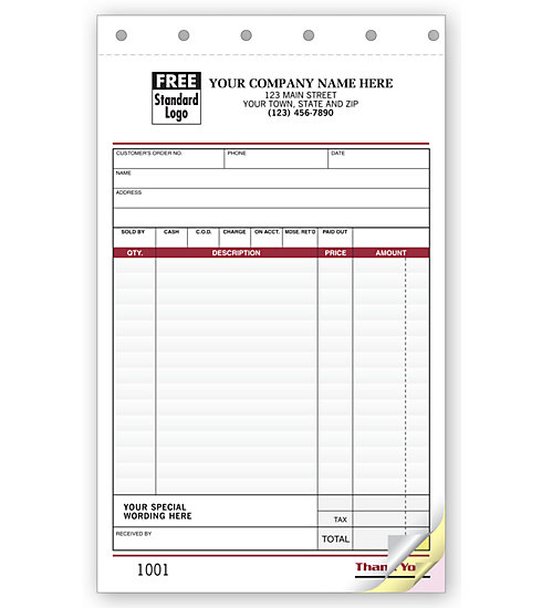 These Handy sales slips offer space to provide special wording.