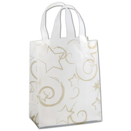 Package your gifts or purchases stylishly with these Frosted Plastic Shopping bags. 